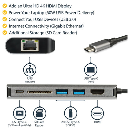 D StarTech USB C ADAPTER - HDMI - SD - PD