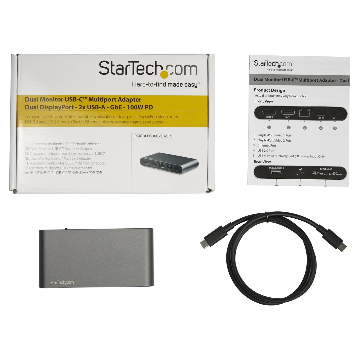 D StarTech USB-C MULTIPORT ADAPTER 2XDP