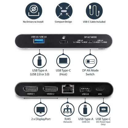 D StarTech USB-C MULTIPORT ADAPTER 2XDP