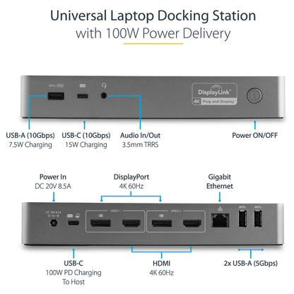 D StarTech UNIVERSAL DOCK USB-C + USB 3.0