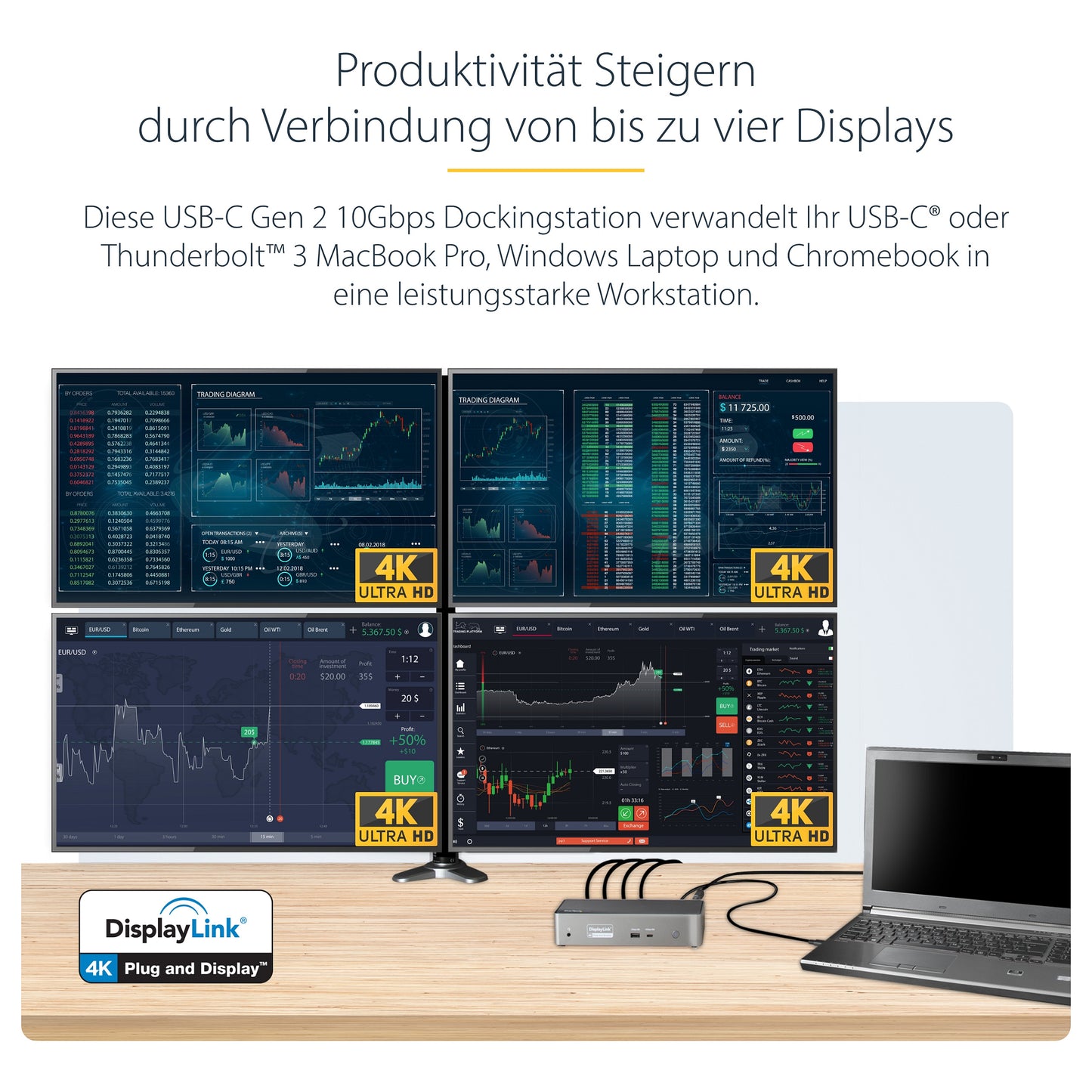 D StarTech QUAD MONITOR USB-C DOCK 4K60