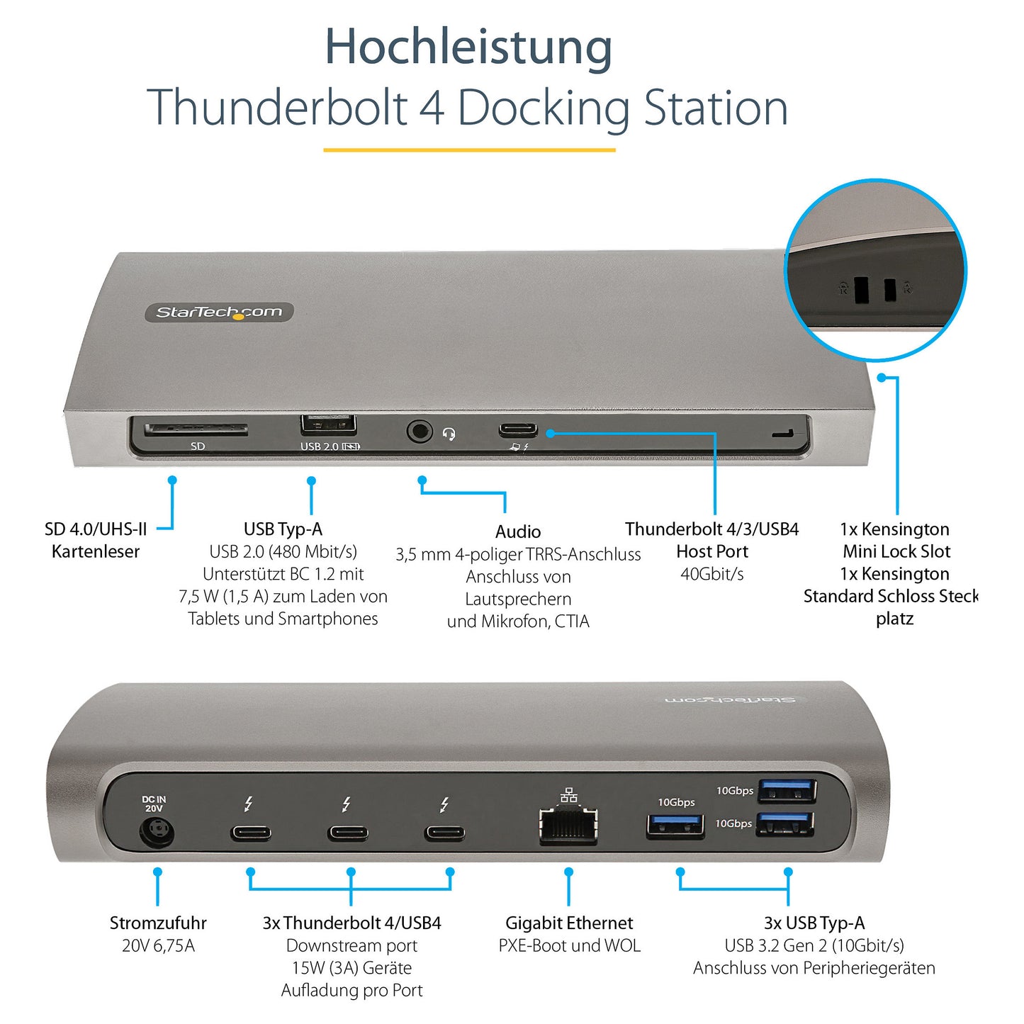 D StarTech THUNDERBOLT 4 DOCK 96W PD