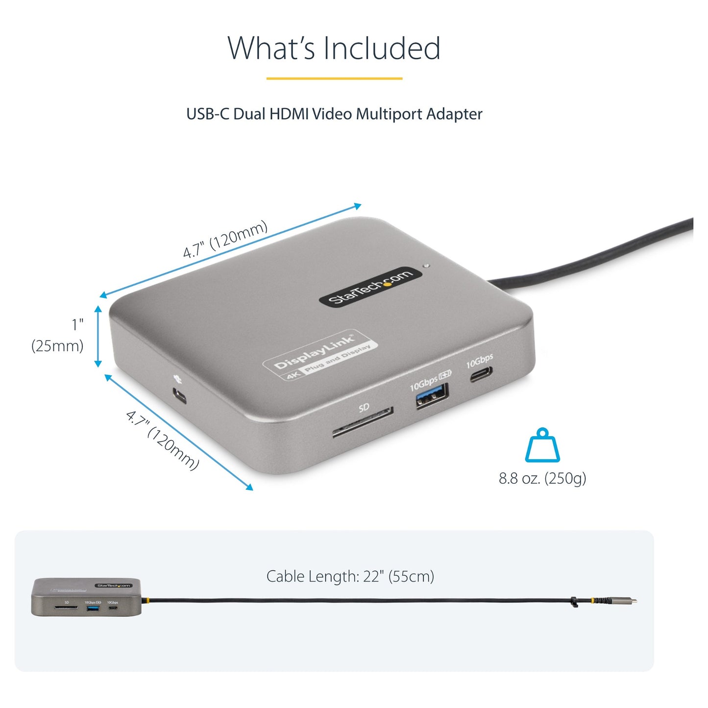 D StarTech USB C MULTIPORT ADAPTER