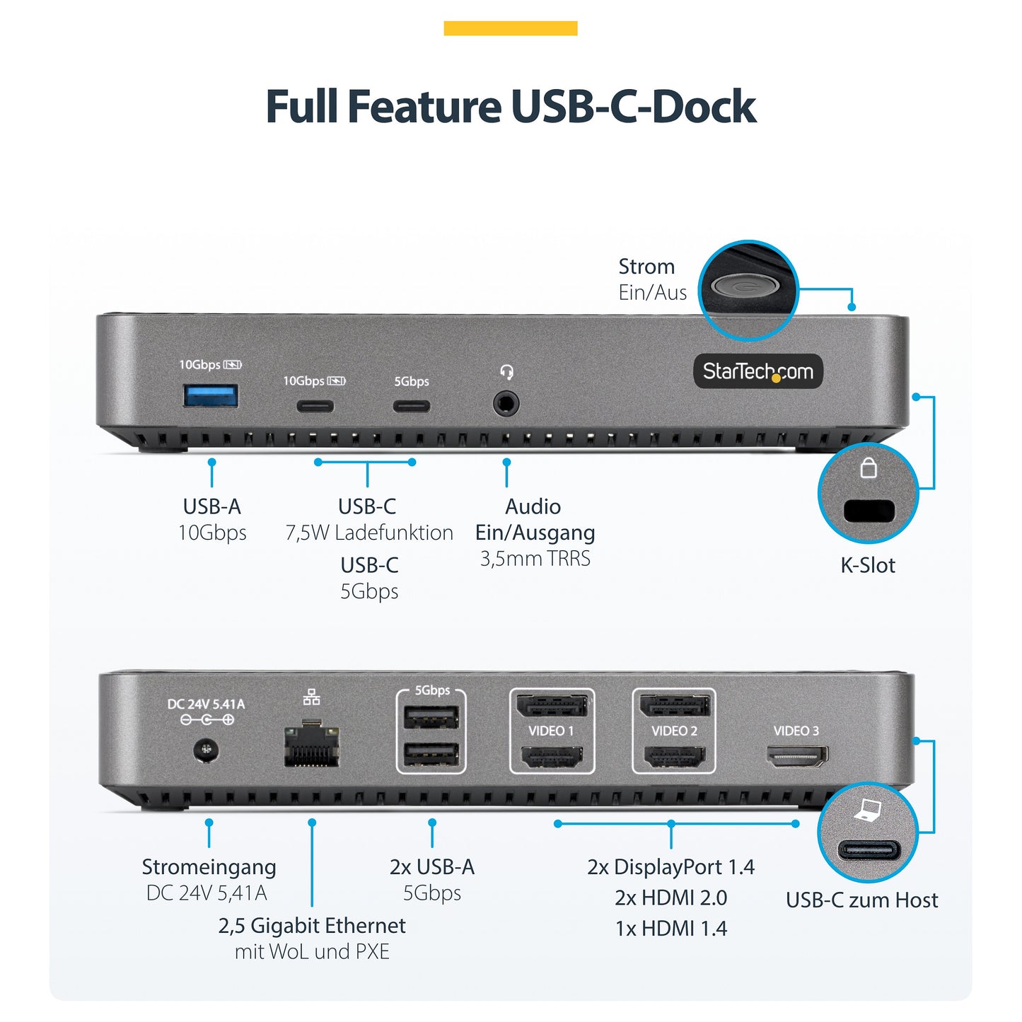 D StarTech TRIPLE MONITOR DOCKING STATION