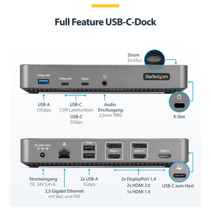 D StarTech TRIPLE MONITOR DOCKING STATION