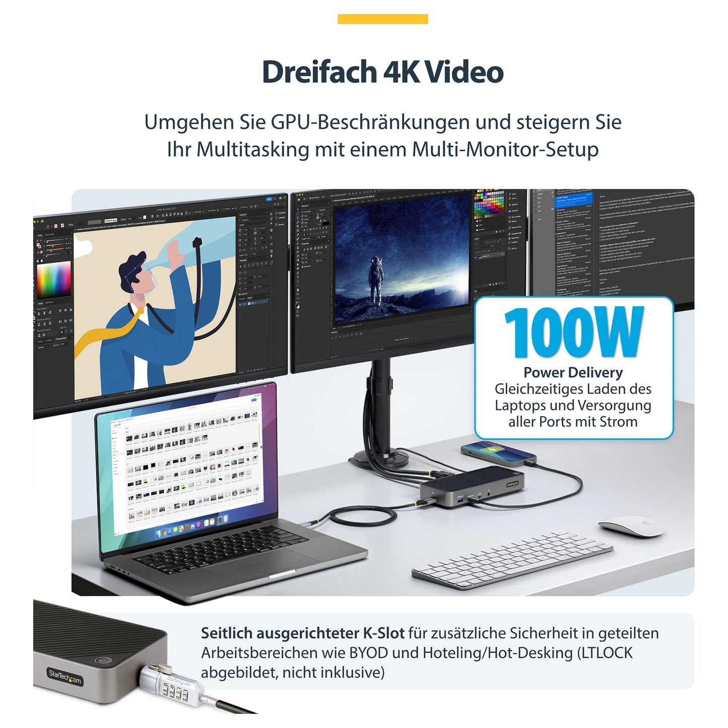D StarTech TRIPLE MONITOR DOCKING STATION
