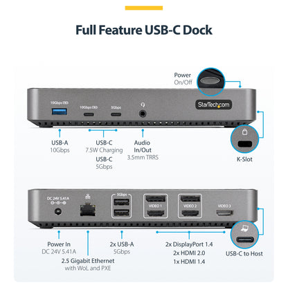 D StarTech TRIPLE MONITOR DOCKING STATION