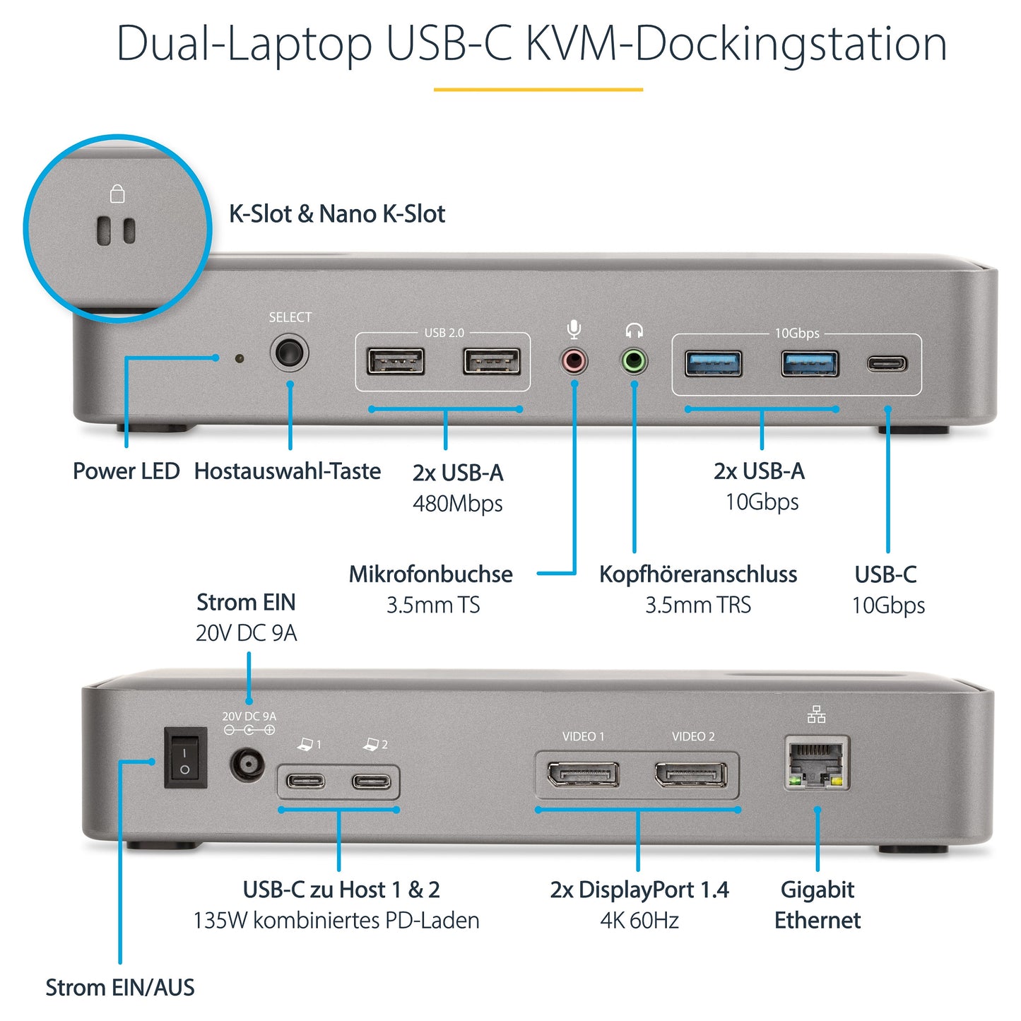 D StarTech 129UE-USBC-KVM-DOCK