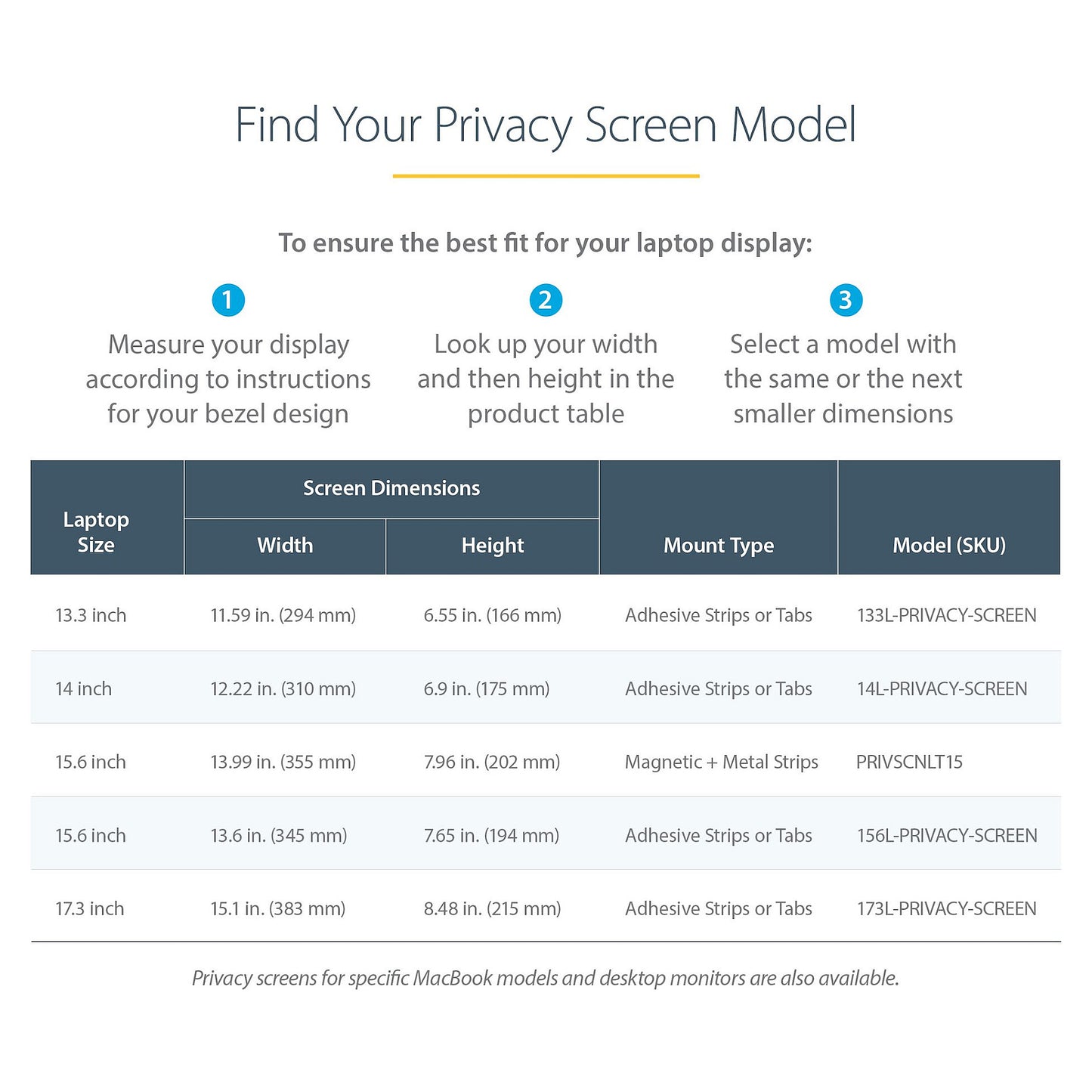 StarTech 15.6 LAPTOP PRIVACY FILTER