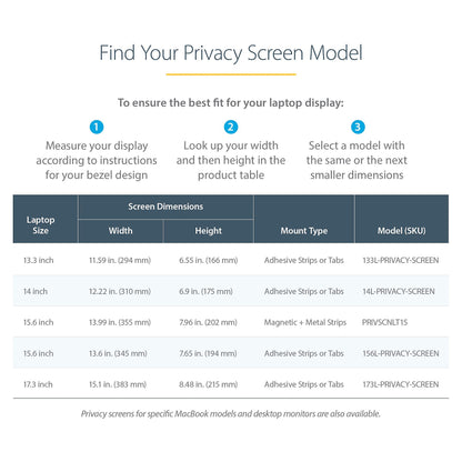 StarTech 15.6 LAPTOP PRIVACY FILTER