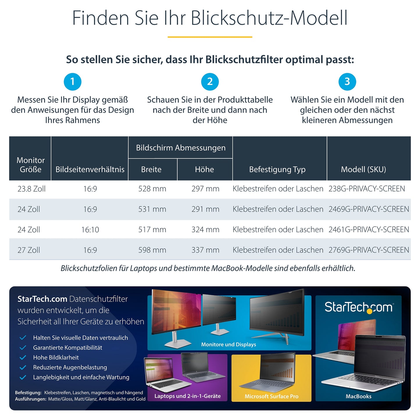 StarTech 24-INCH GOLD PRIVACY SCREEN