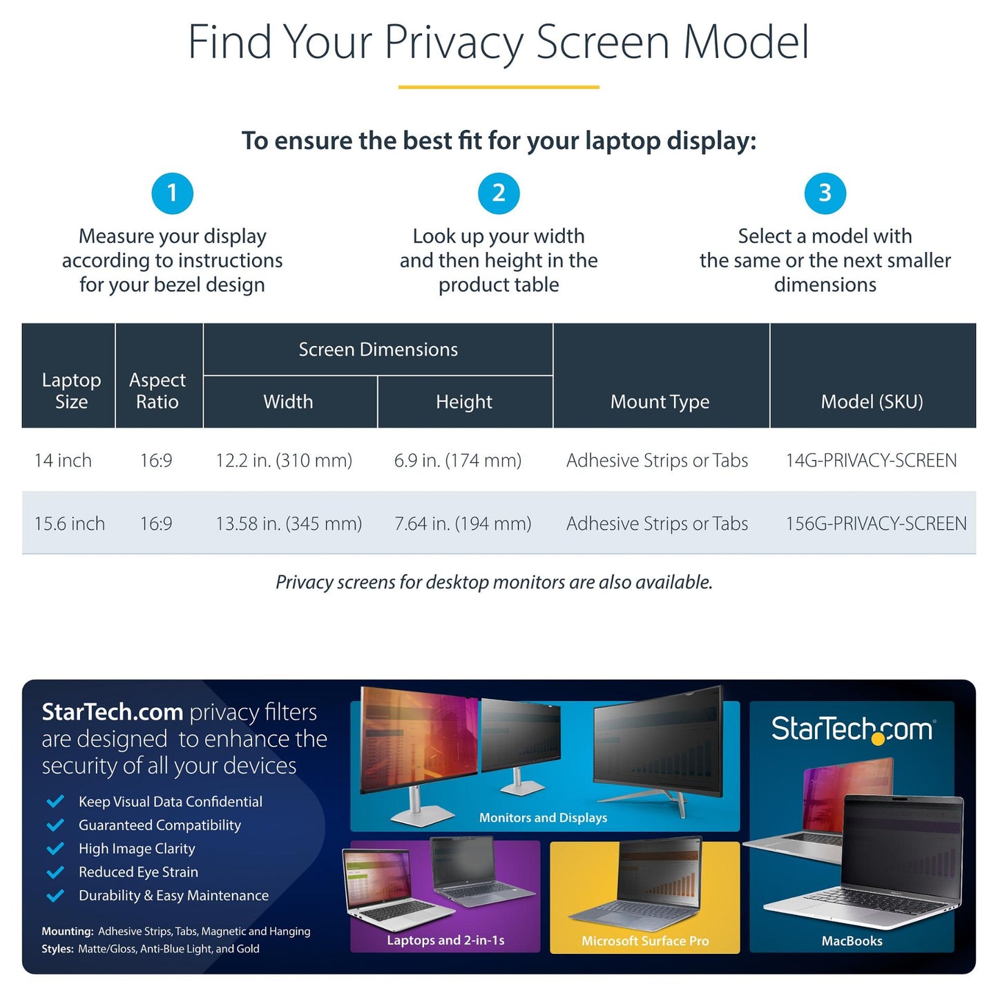 StarTech 14IN LAPTOP PRIVACY SCREEN