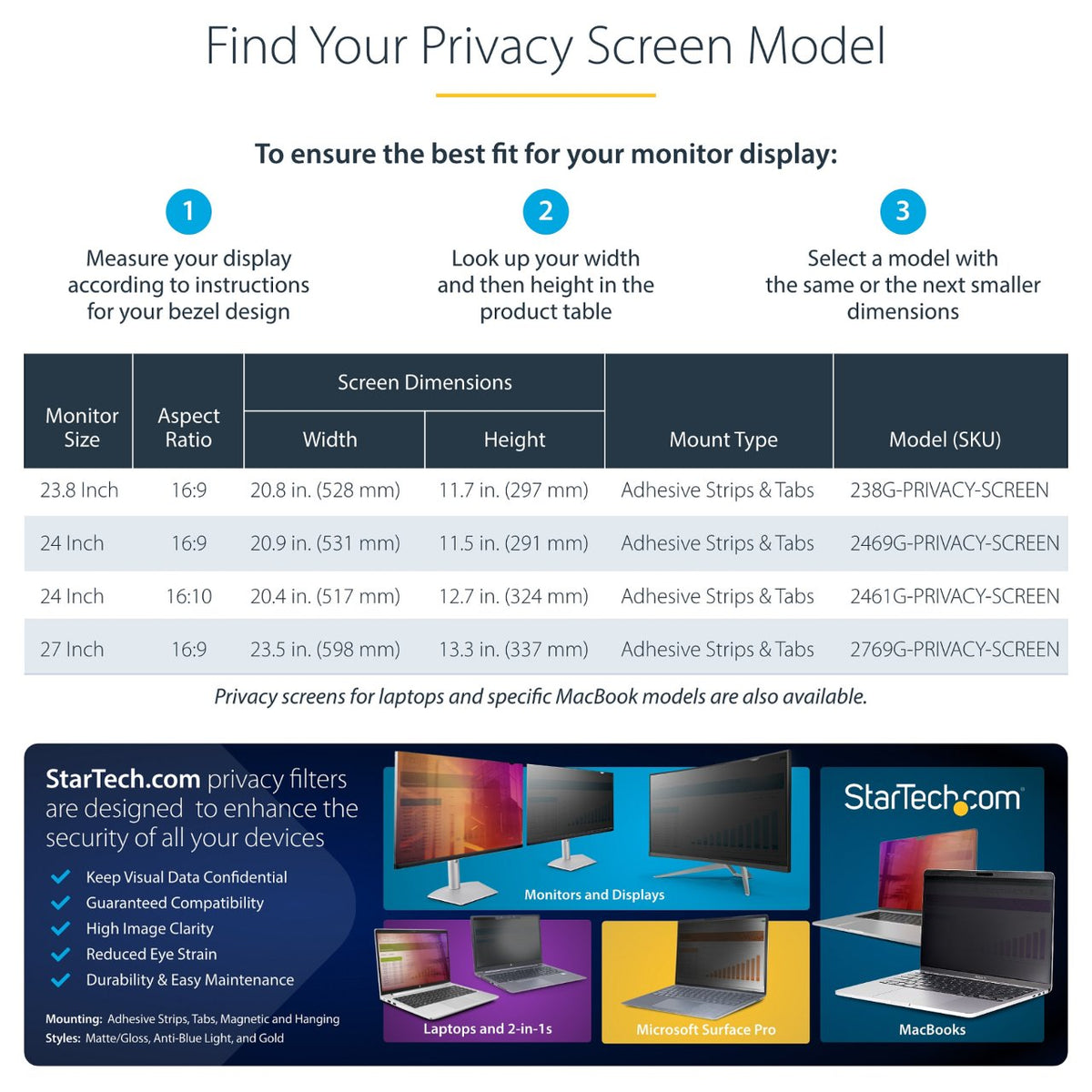 StarTech 24-INCH GOLD PRIVACY SCREEN