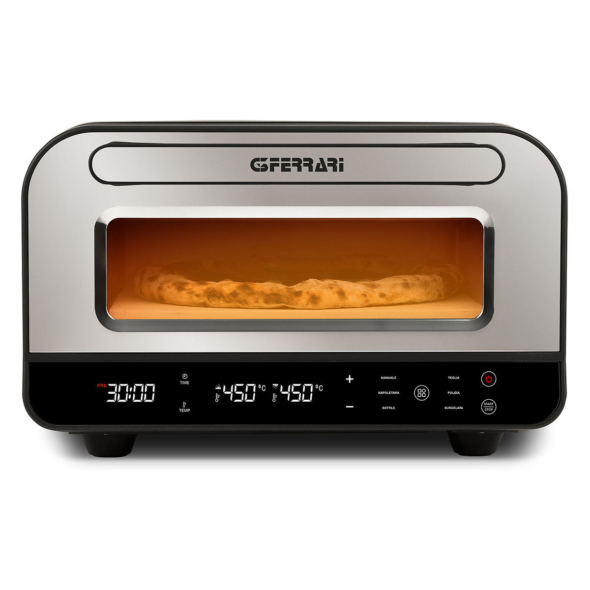 G3Ferrari Pizzaofen Pizza Pro 2 Minuti G10204 (edelstahl/schwarz, bis 1.850 Watt, fr Pizza 32cm, inkl. Pizzaschieber)