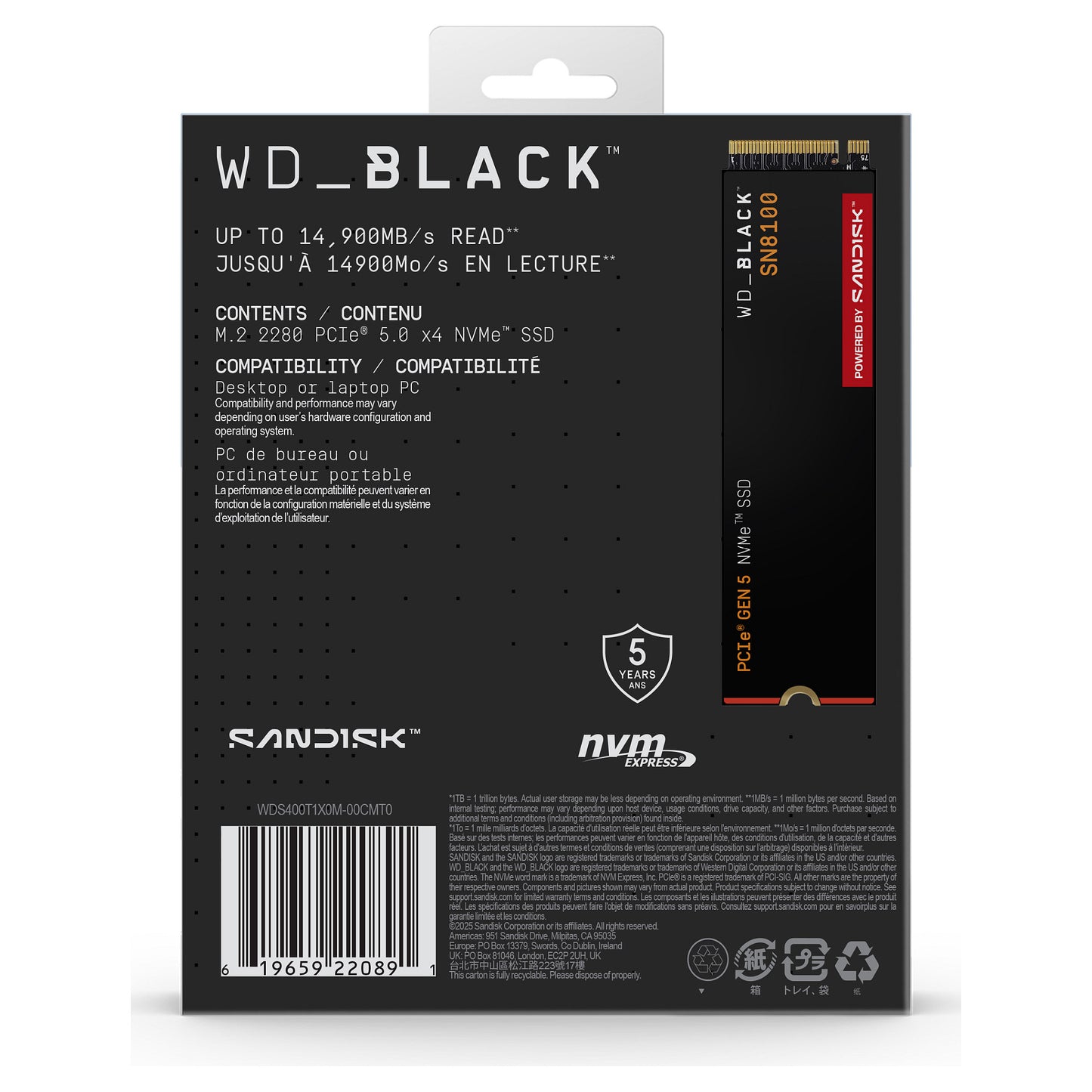 M.2 WD Black SN8100 NVMe SSD 2280 - 8TB