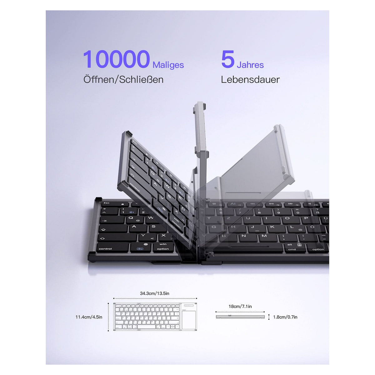 inateck Keyboard Tablet QWERTZ steel gray