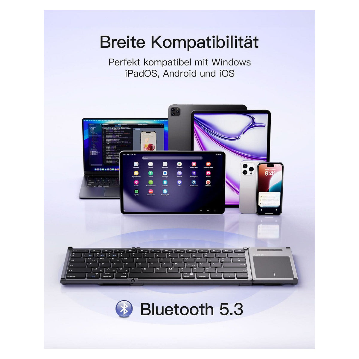 inateck Keyboard Tablet QWERTZ steel gray