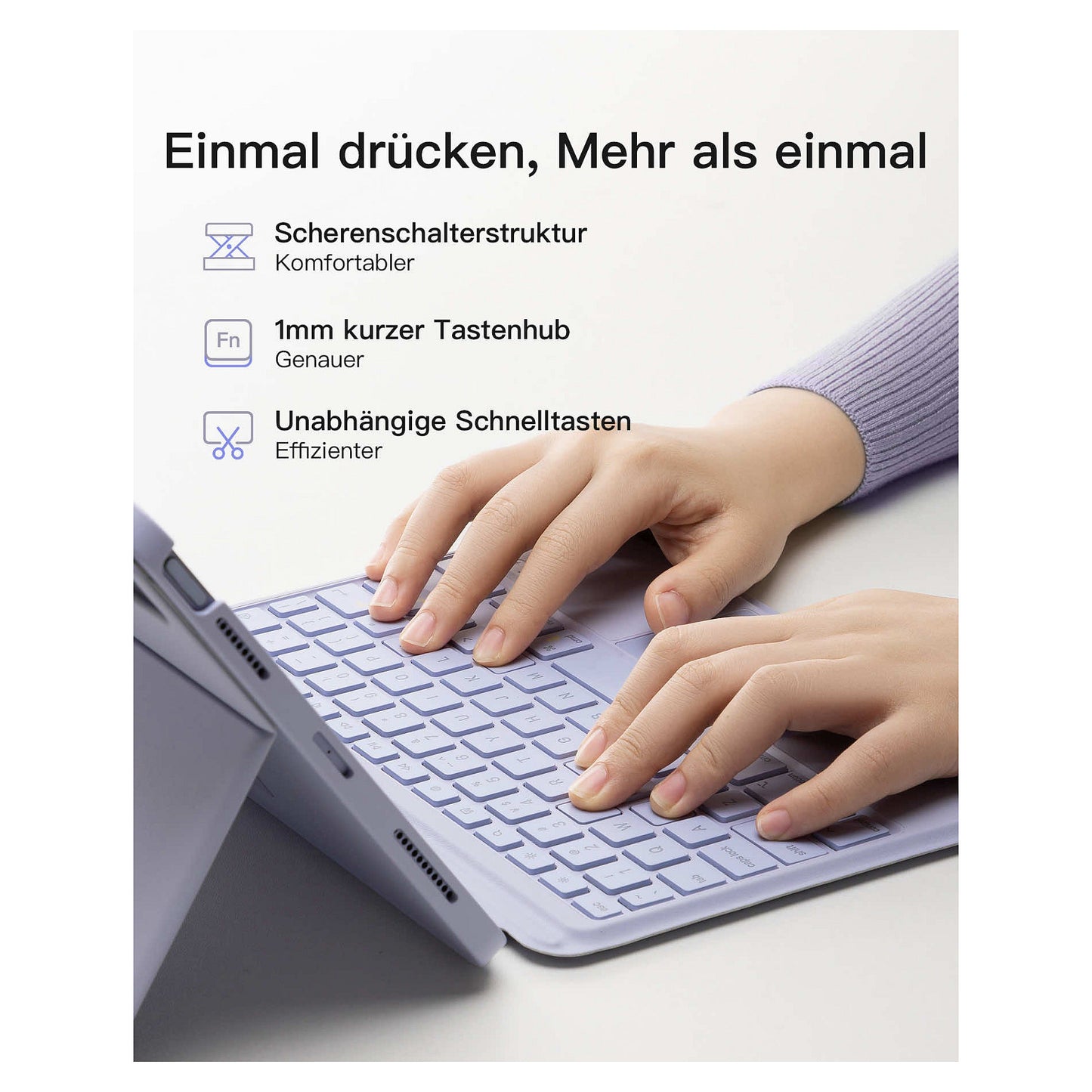 inateck Keyboard iPad 11" iPad Air 4/5Gen.Com. QWERTZ purple