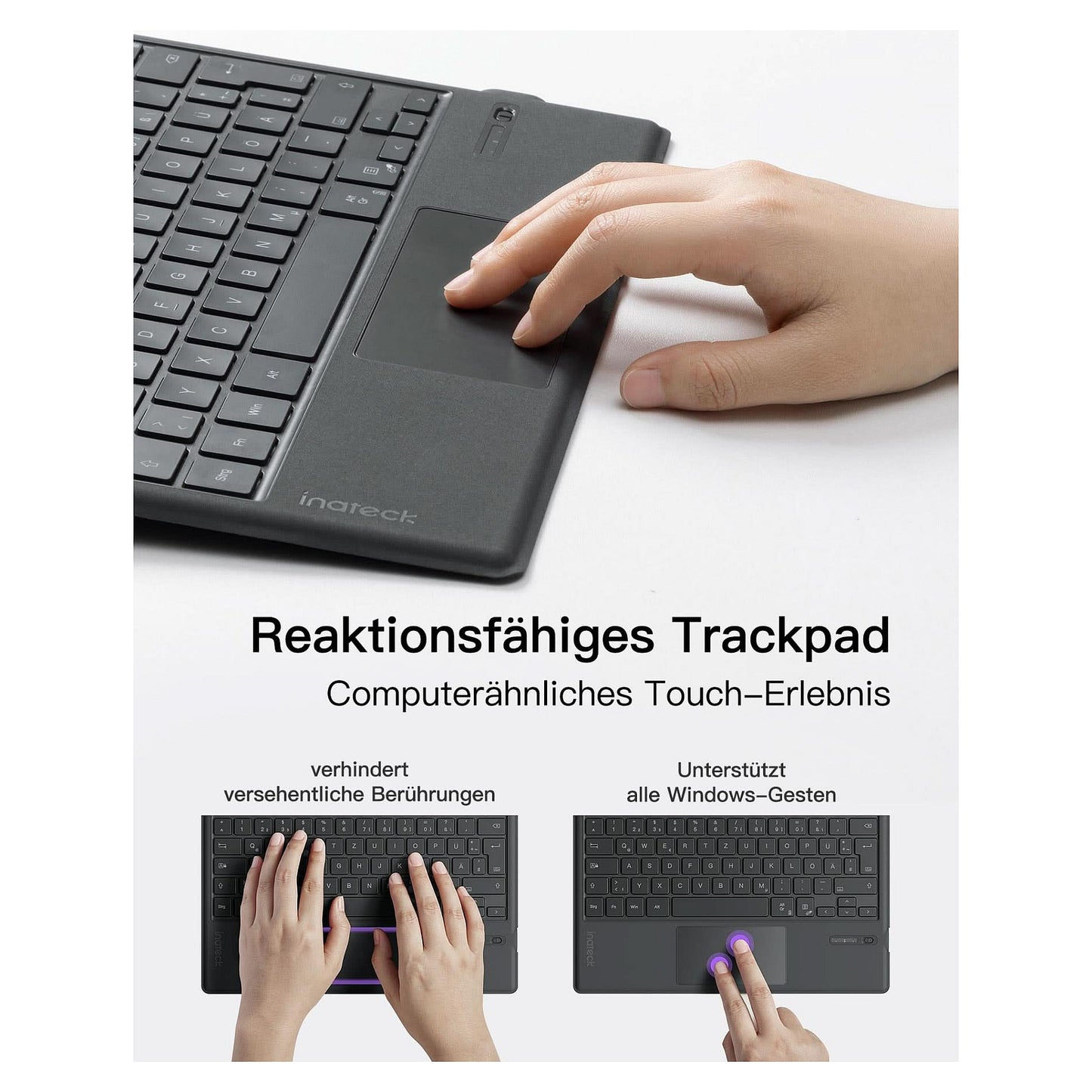 inateck Keyboard Surface gray, Sureface GO 1-4 Com. QWERTZ