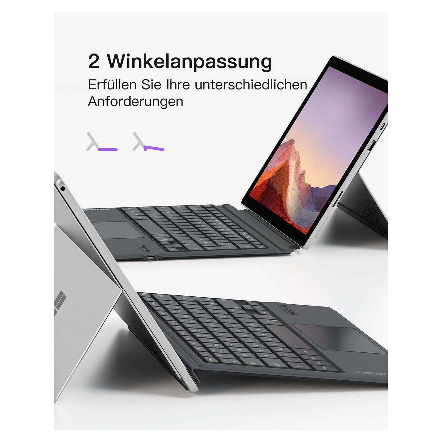 inateck Keyboard Surface gray, Sureface GO 1-4 Com. QWERTZ