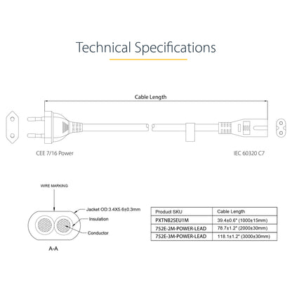 StarTech LAPTOP POWER CORD - 18 AWG