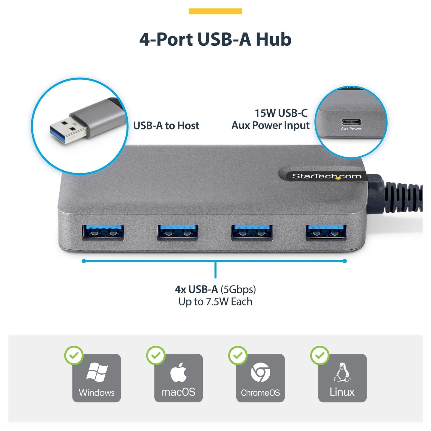 StarTech 4-PORT USB-A HUB 5GBPS