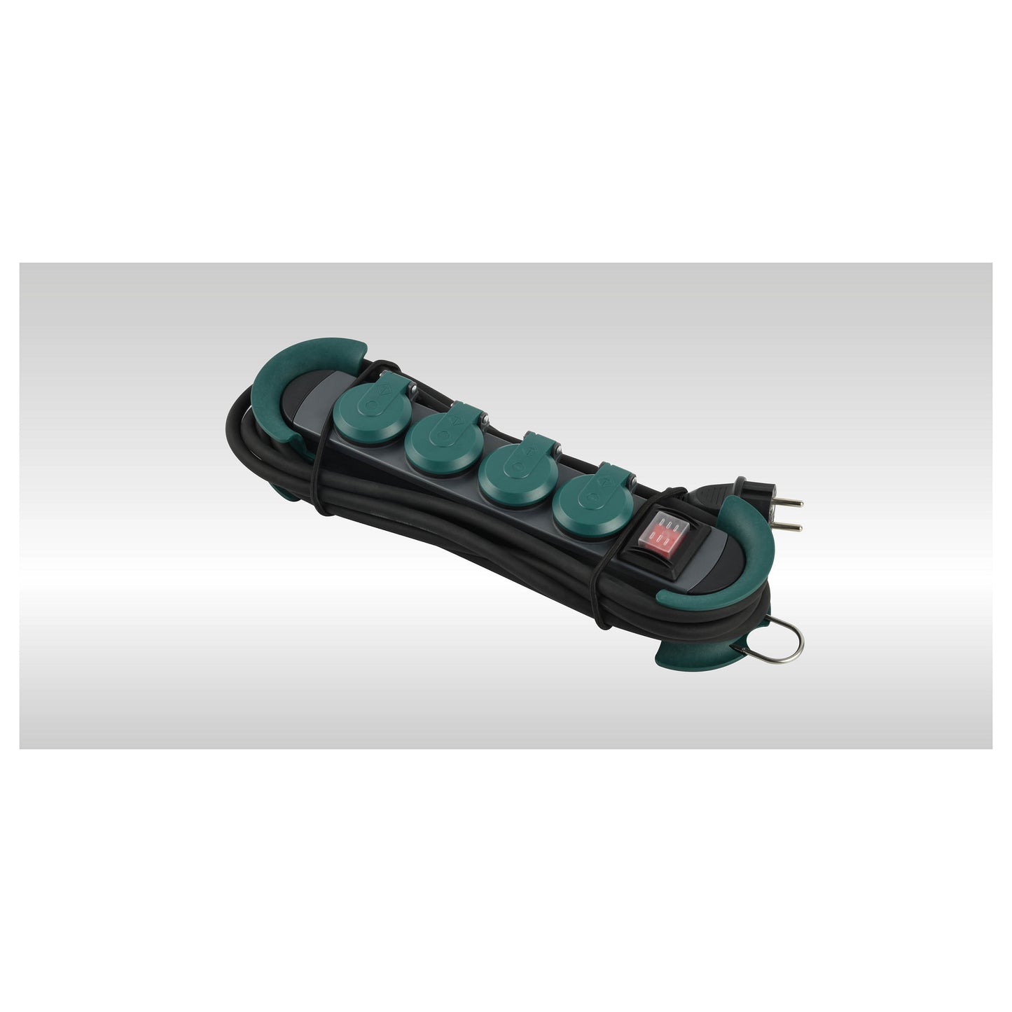 BACHMANN HOOK Outdoor 4x Schutzkontakt Kunststoff mit Schalter und Klappdeckeln IP44 4m