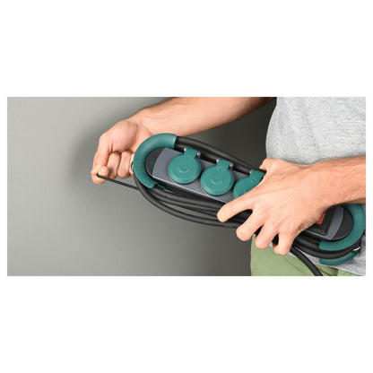 BACHMANN HOOK Outdoor 4x Schutzkontakt Kunststoff mit Schalter und Klappdeckeln IP44 4m
