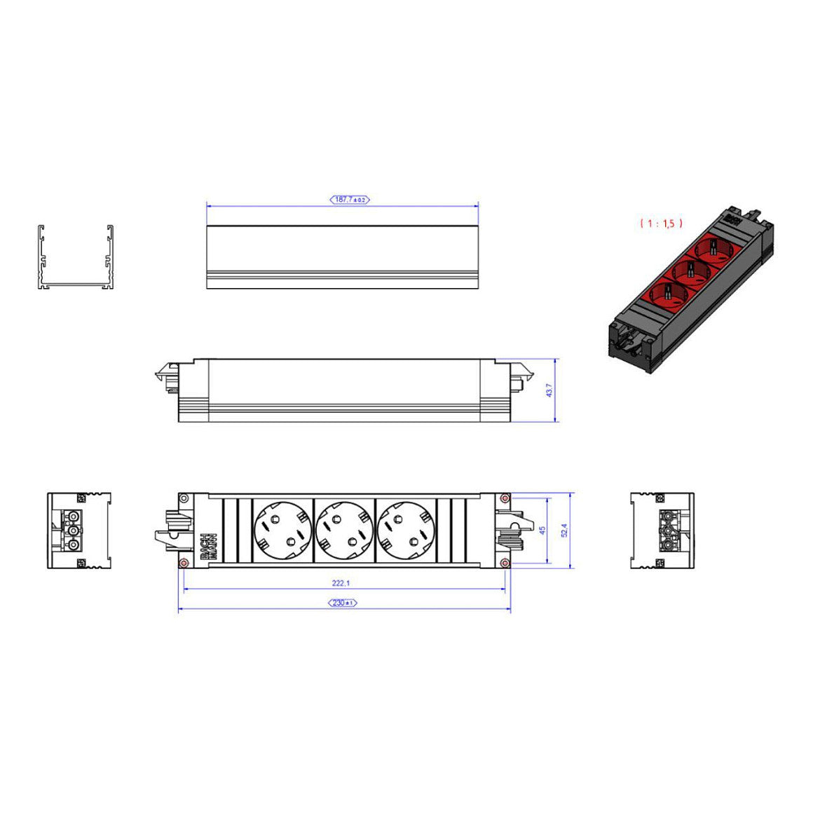 BACHMANN STEP BASE 3xCEE7/3 rt GST18