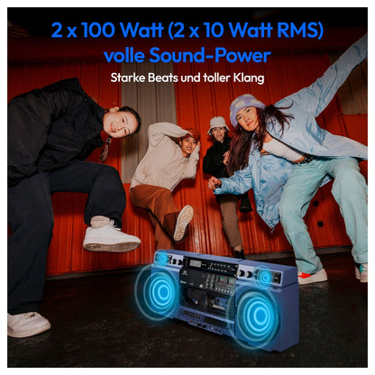 Medion LIFE® P66538 Retro-Boombox blau