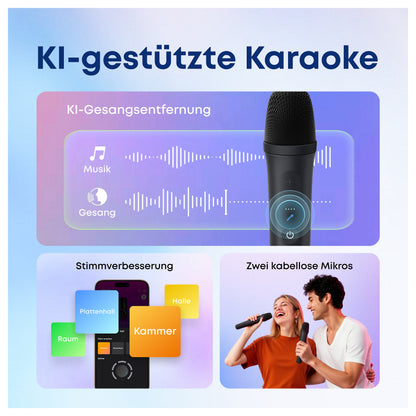 ANKER Soundcore Rave 3S Bluetooth 200W Partybox AI Karaoke IPX4 Beat-synced Lichtshow Auracast inkl. 2 kabellose Mikrofone
