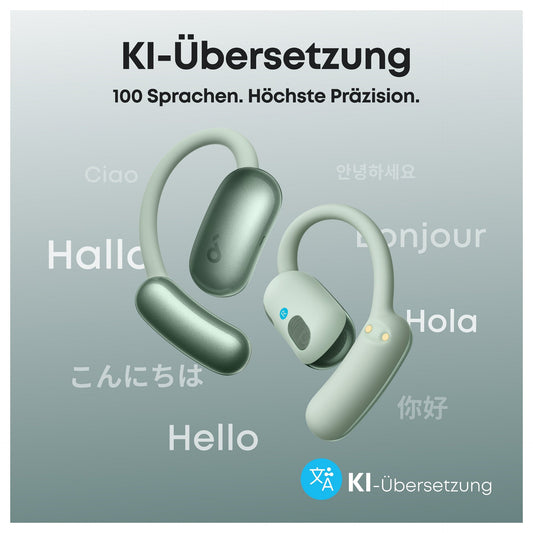 ANKER Soundcore AeroFit 2 AI green Open-Ear-Kopfhrer 35 Stunden Wiedergabezeit IP55 inkl. KI Assisent und bersetzung