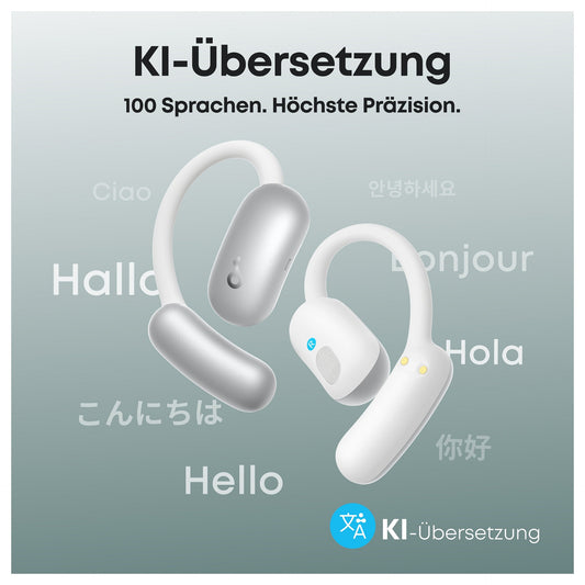 ANKER Soundcore AeroFit 2 AI white Open-Ear-Kopfhrer 35 Stunden Wiedergabezeit IP55 inkl. KI Assisent und bersetzung