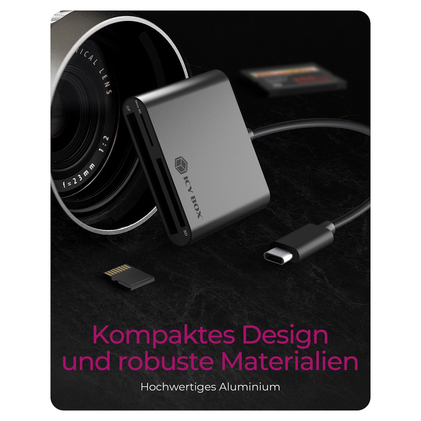 Adapter IcyBox ext. Multi Kartenleser Type-C USB 3.0 extern retail