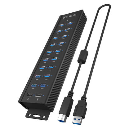 18+2 Port USB IcyBox 18x USB-A Daten Port