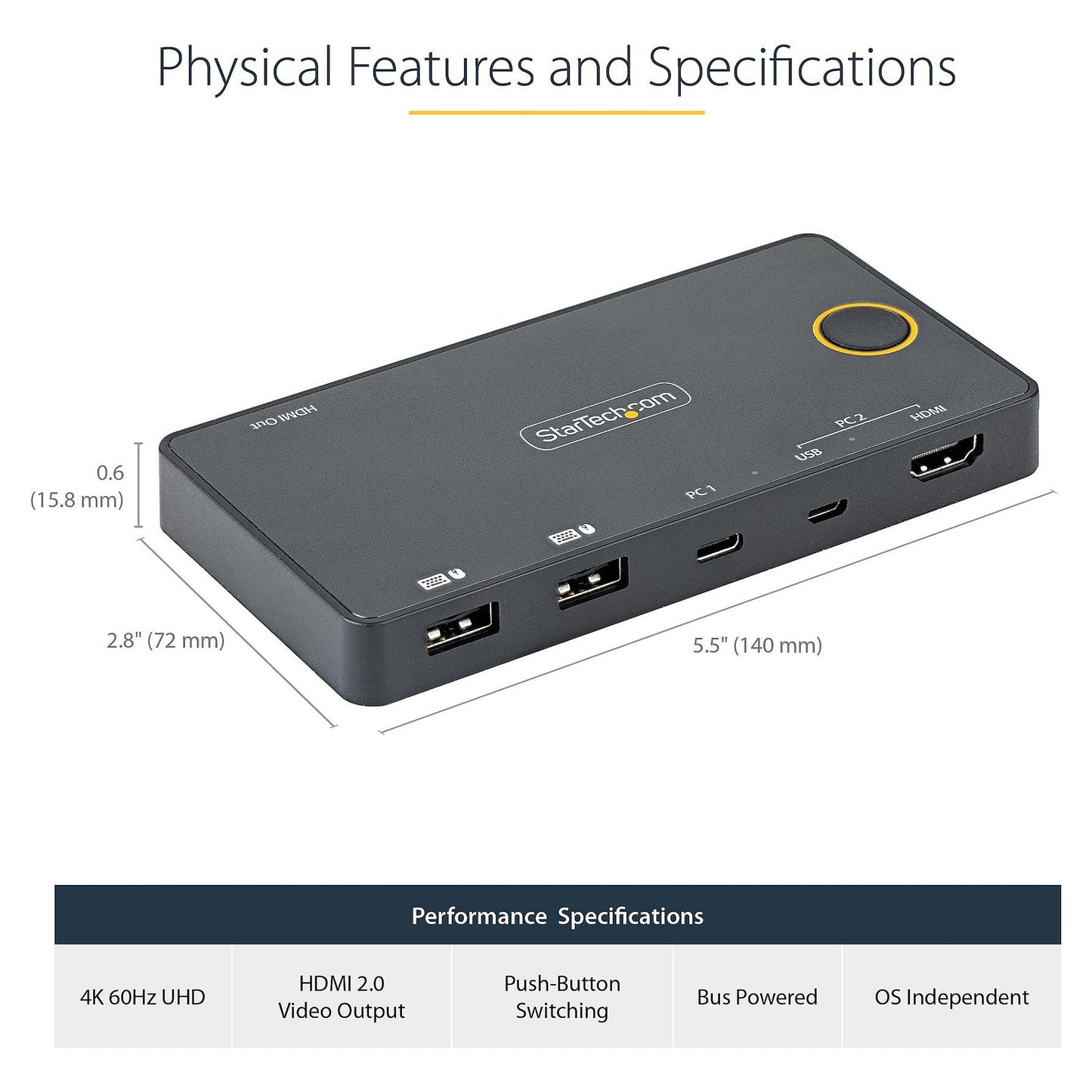 2 PORT HYBRID USB-C KVM SWITCH
