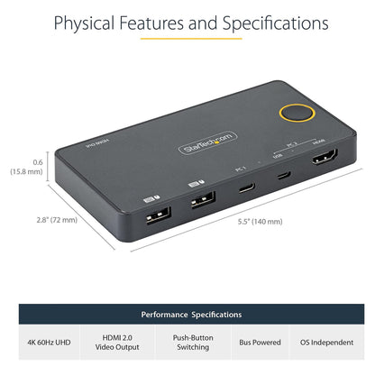 2 PORT HYBRID USB-C KVM SWITCH