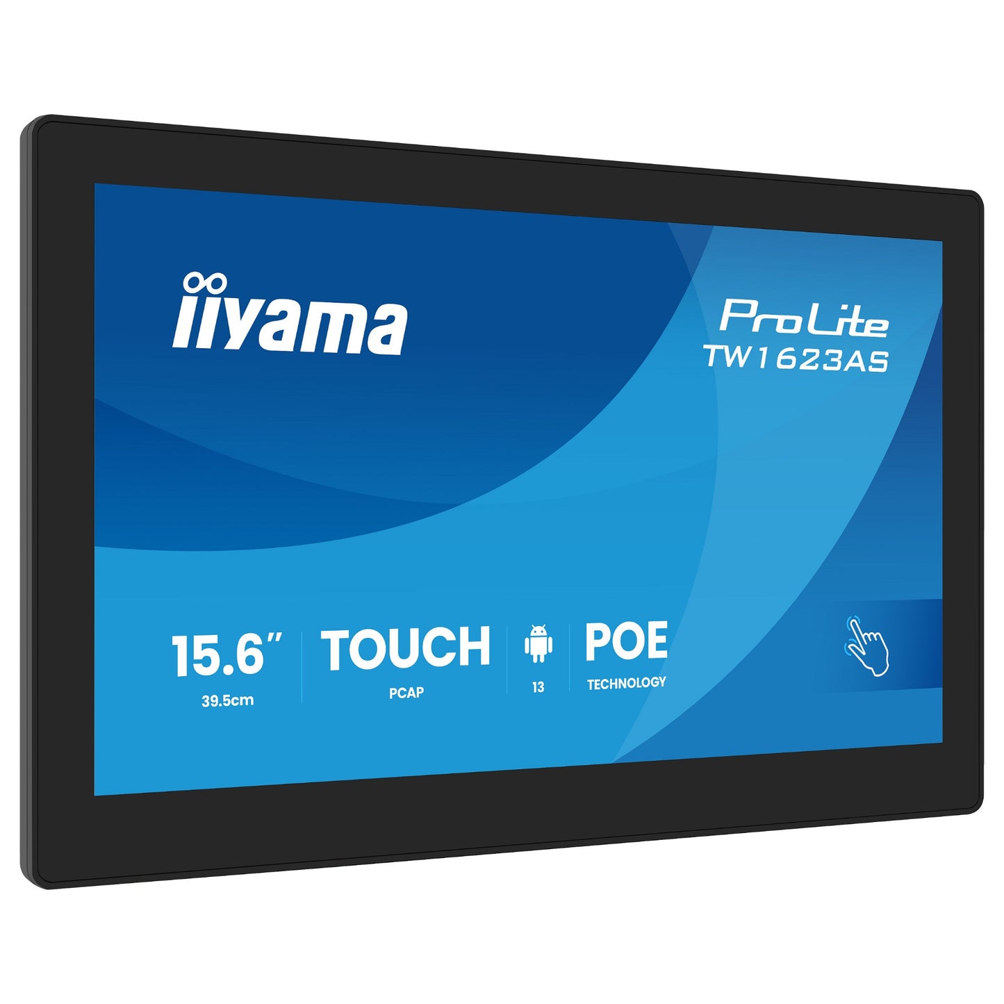 39,5cm/15,6" (1920x1080) iiyama ProLite TW1623AS-B3P 16:9 IPS 30ms 60Hz HDMI USB LAN PoE VESA Speaker Black