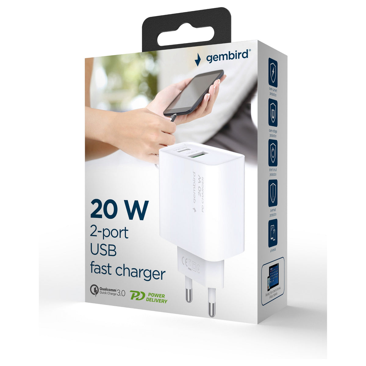 gembird USB Typ C Schnellladegerät 20 W schwarz