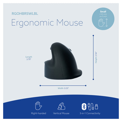 R-Go HE Break Small Wireless Bluetooth, Ergonomische Maus Klein (Handlänge über 165mm), für Rechtshänder, Anti-RSI-Software