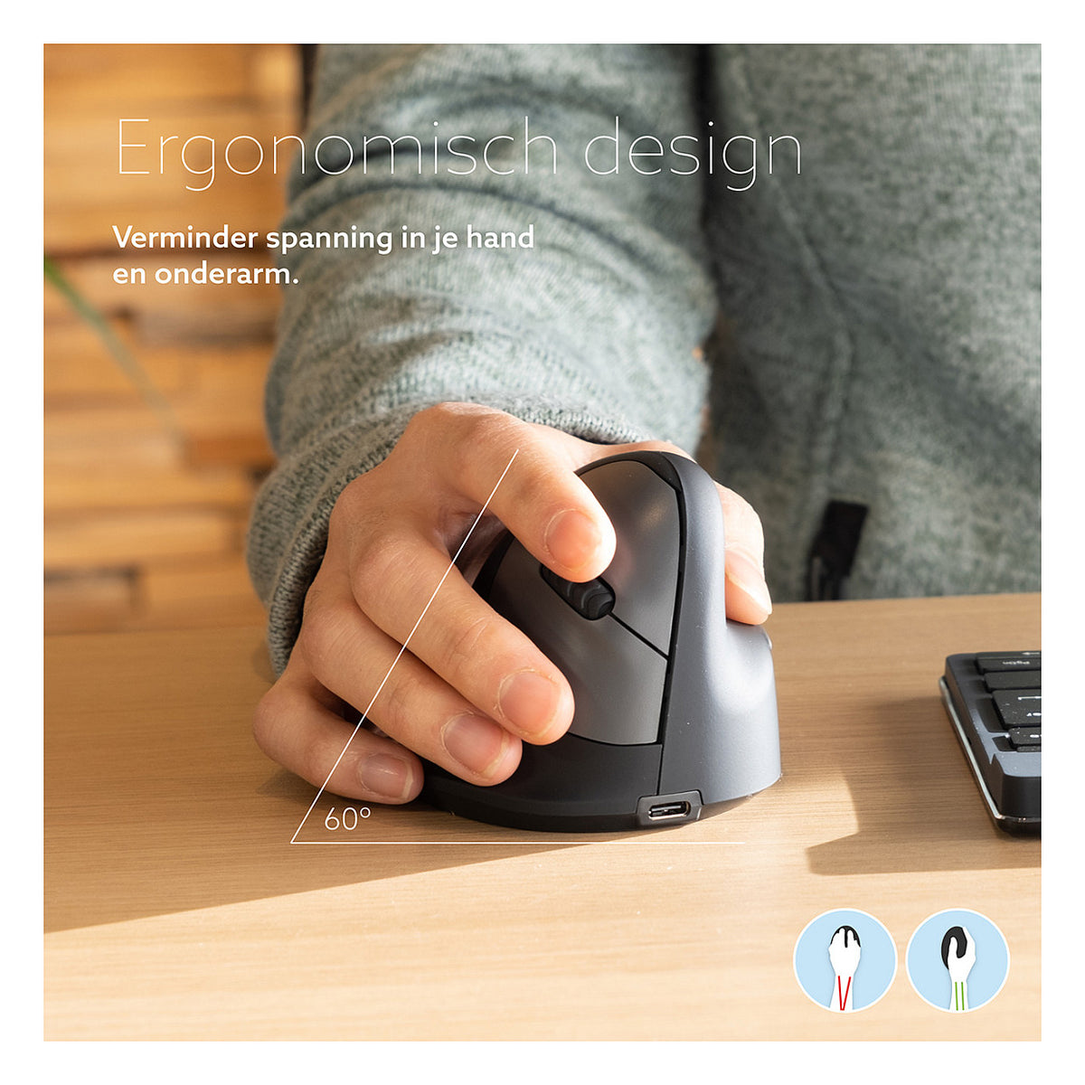 R-Go HE Break Small Wireless Bluetooth, Ergonomische Maus Klein (Handlänge über 165mm), für Rechtshänder, Anti-RSI-Software