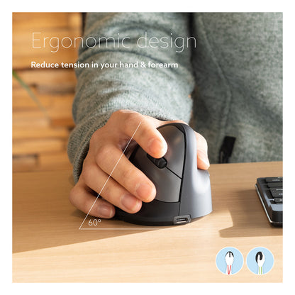R-Go HE Break Small Wireless Bluetooth, Ergonomische Maus Klein (Handlänge über 165mm), für Rechtshänder, Anti-RSI-Software