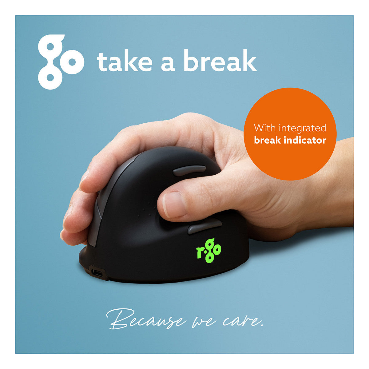 R-Go HE Break Small Wireless Bluetooth, Ergonomische Maus Klein (Handlänge über 165mm), für Rechtshänder, Anti-RSI-Software