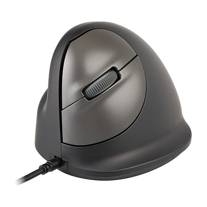 R-Go Maus HE ergonomisch links USB groß schw./silb