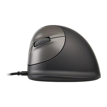 R-Go Maus HE ergonomisch links USB groß schw./silb