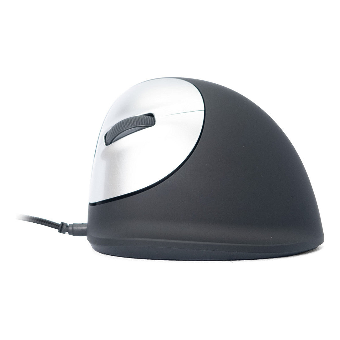 R-Go Maus HE ergonomisch links USB groß schw./silb