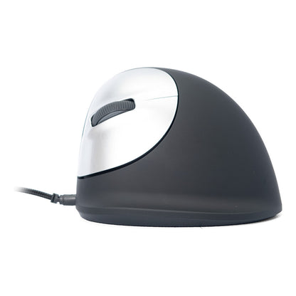 R-Go Maus HE ergonomisch links USB groß schw./silb