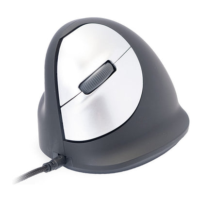 R-Go Maus HE ergonomisch links USB groß schw./silb