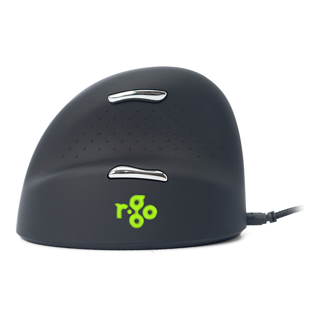 R-Go Maus HE ergonomisch links USB groß schw./silb
