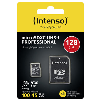 CARD Intenso 128GB MicroSDXC Speicherkarte Professional [inkl. SD Adapter]